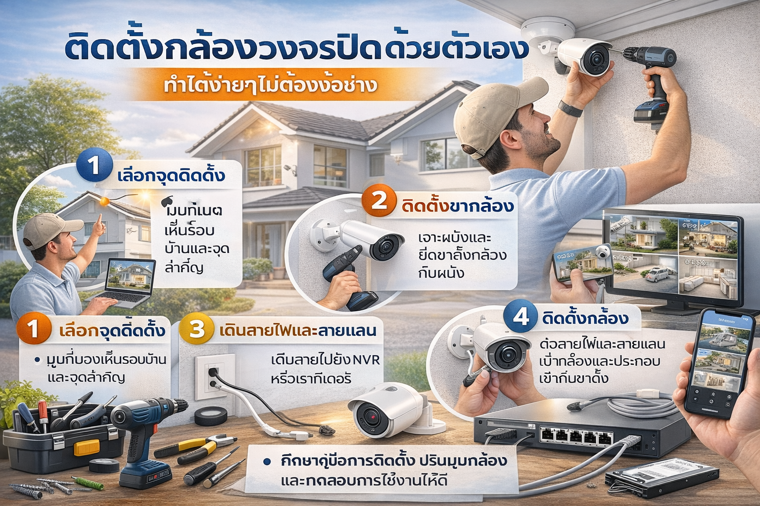ติดตั้งกล้องวงจรปิดด้วยตัวเอง ทำได้ง่ายๆ ไม่ต้องง้อช่าง